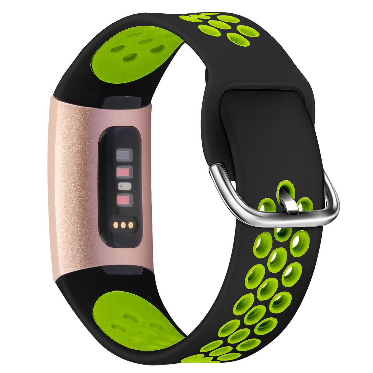 For Fitbit Charge 3 / 4 Watch Band Breathable Silicone Dual Color Wrist Strap Replacement - L / White+Black For Fitbit Charge 3 / 4 Watch Band Breathable Silicone Dual Color Wrist Strap Replacement - L / White+Black